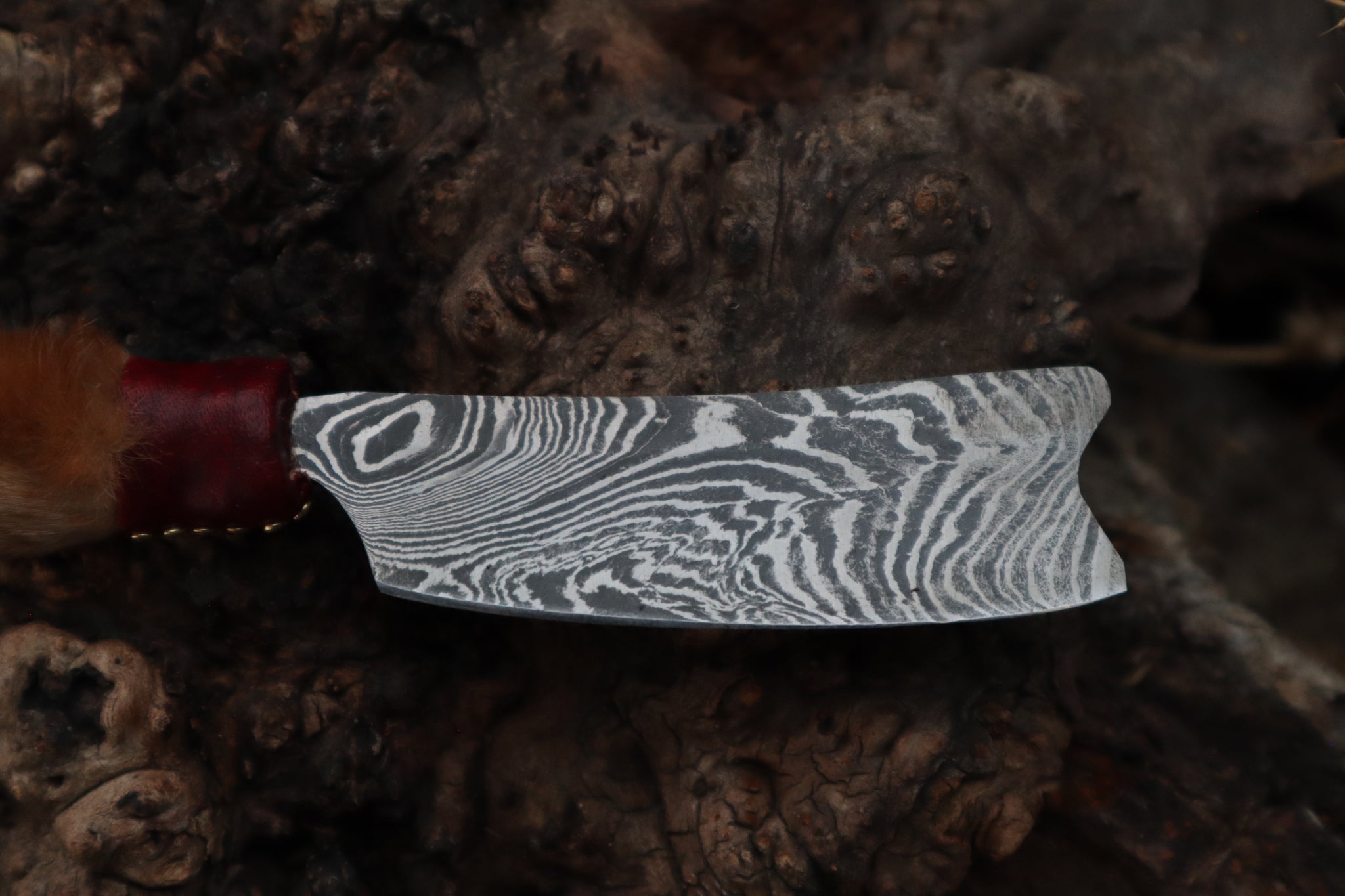 Damascus Red Fox Paw Cleaver