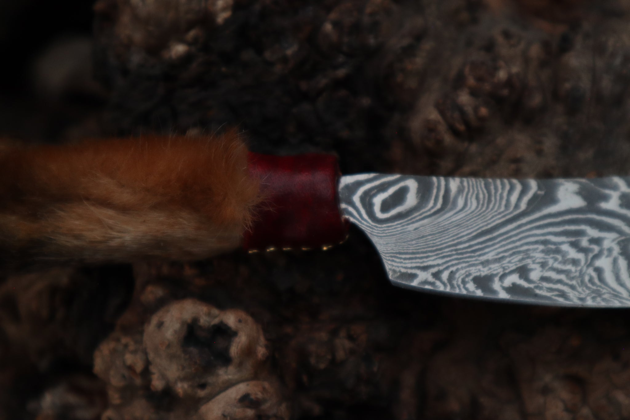 Damascus Red Fox Paw Cleaver