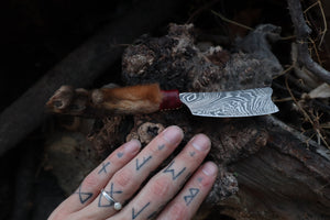 Damascus Red Fox Paw Cleaver