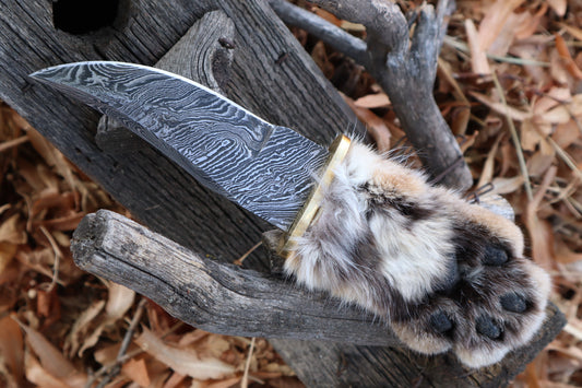 Damascus Bobcat Paw Athame