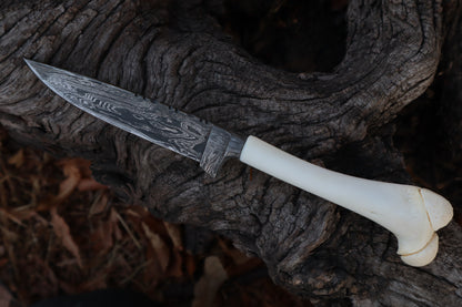 Damascus Whitetail Fawn Femur Athame