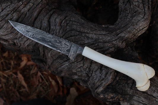 Damascus Whitetail Fawn Femur Athame