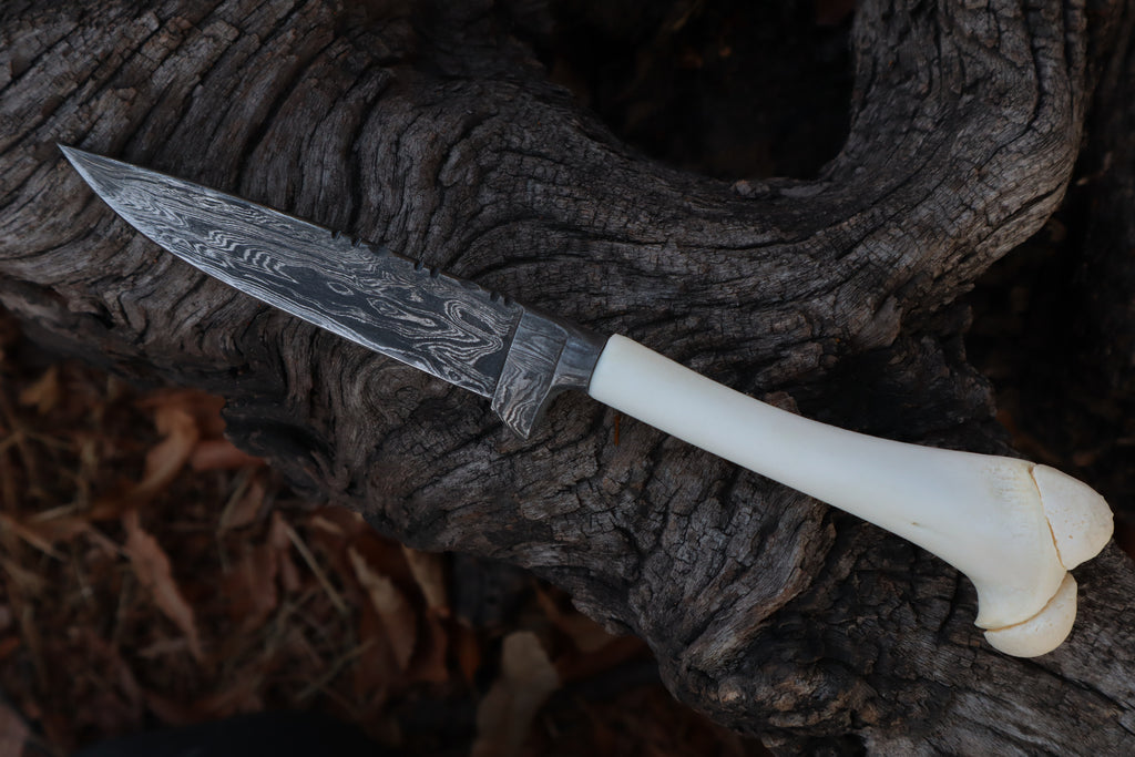 Damascus Whitetail Fawn Femur Athame