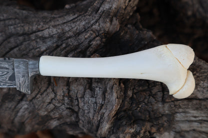Damascus Whitetail Fawn Femur Athame