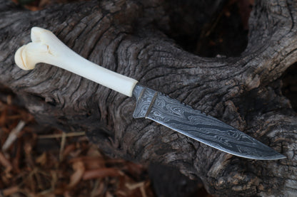 Damascus Whitetail Fawn Femur Athame