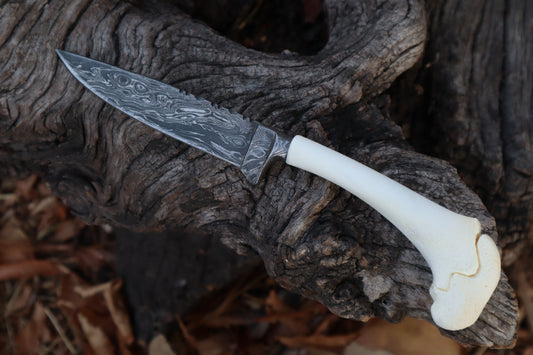 Damascus Whitetail Fawn Femur Athame