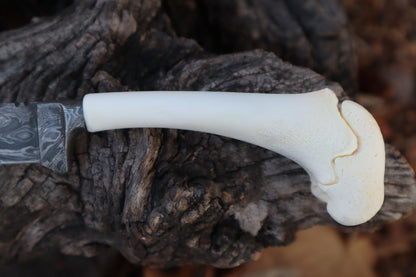 Damascus Whitetail Fawn Femur Athame