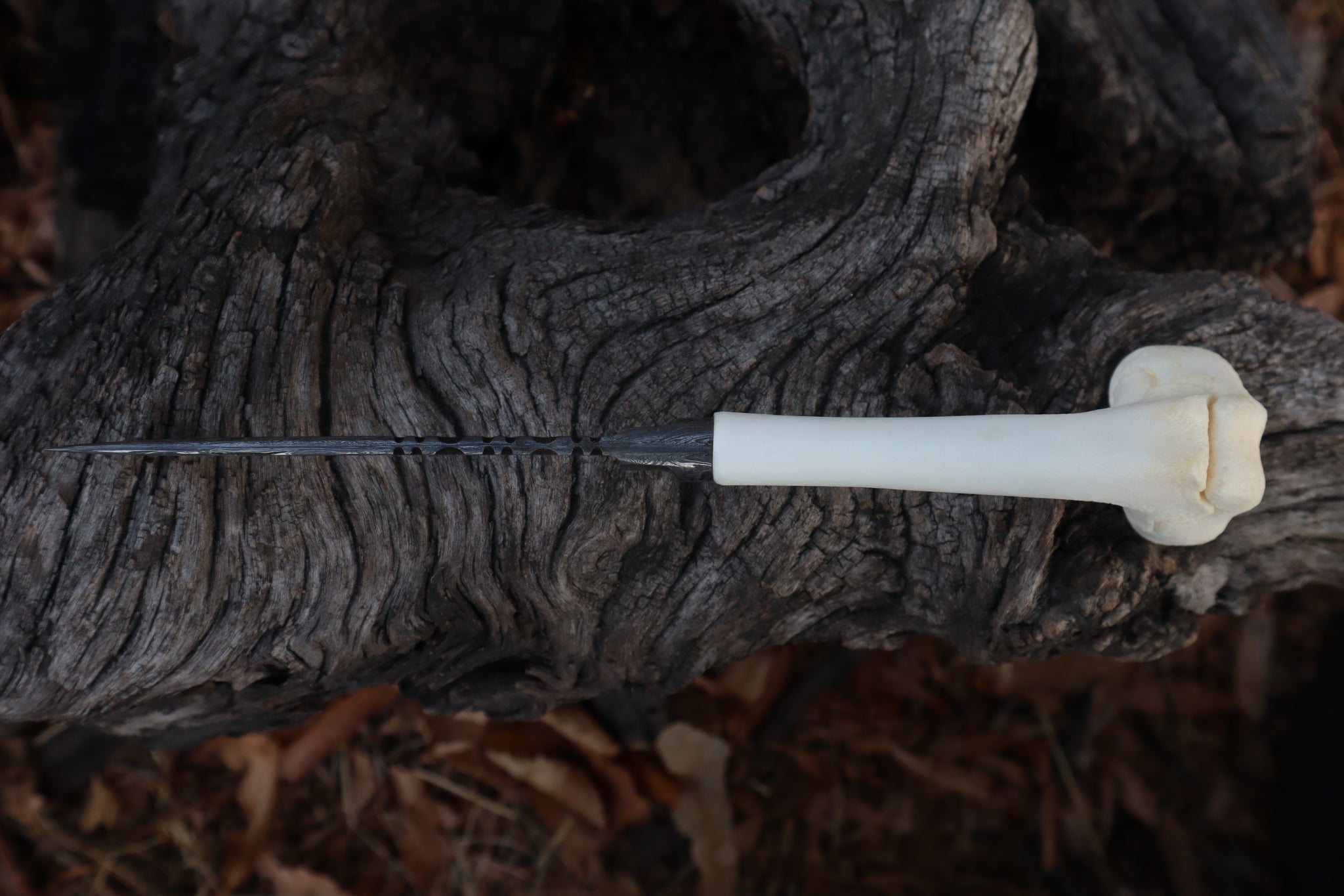 Damascus Whitetail Fawn Femur Athame
