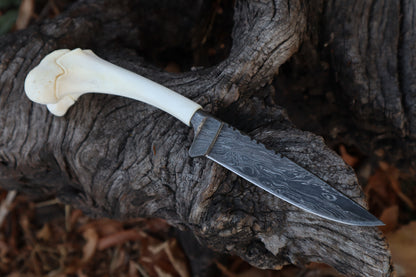 Damascus Whitetail Fawn Femur Athame