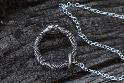 Domestic Cat Femur Pendulum with Ouroboros Ring
