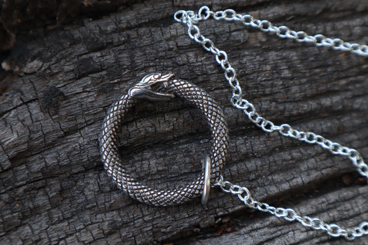 Domestic Cat Femur Pendulum with Ouroboros Ring