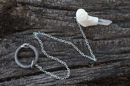 Domestic Cat Femur Pendulum with Ouroboros Ring