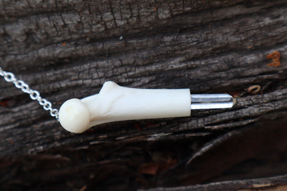 Domestic Cat Femur Pendulum with Ouroboros Ring