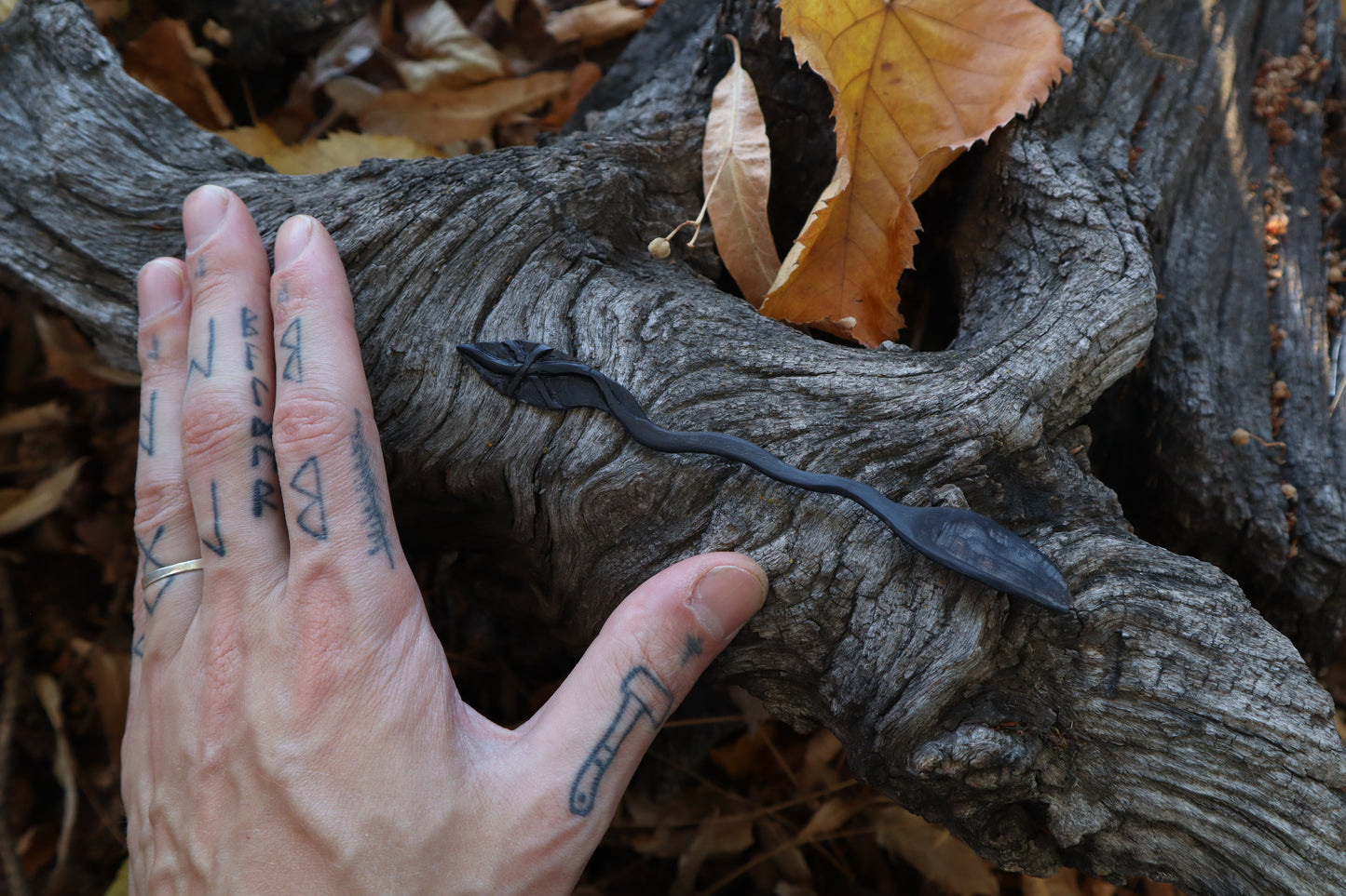 Hagall Leaf Goat Horn Offering Spoon