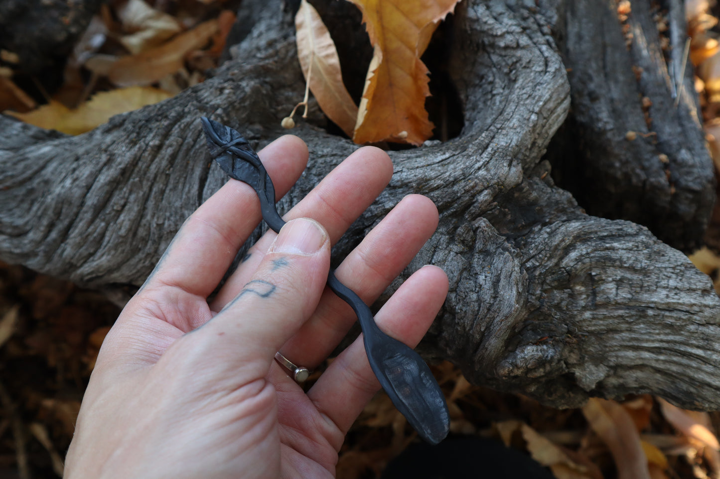 Hagall Leaf Goat Horn Offering Spoon