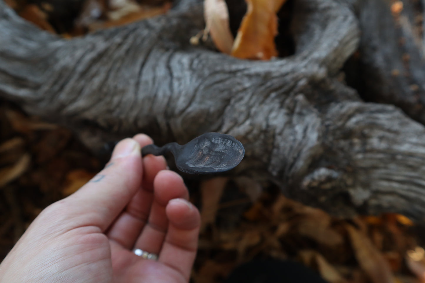 Hagall Leaf Goat Horn Offering Spoon