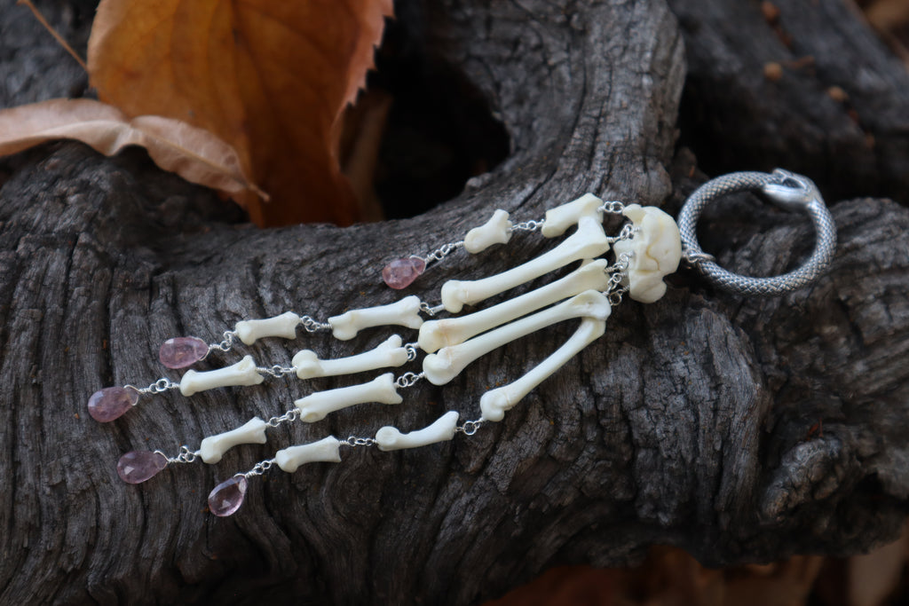 Fluid Bobcat Paw Articulation with Strawberry Quartz “Claws”