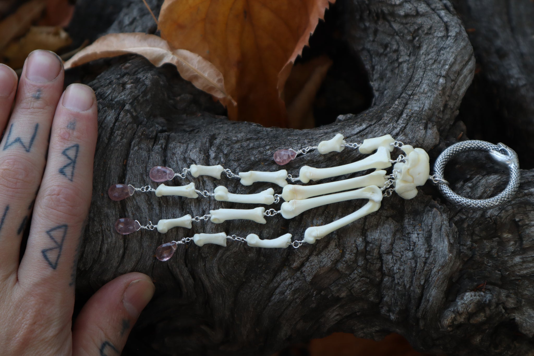 Fluid Bobcat Paw Articulation with Strawberry Quartz “Claws”