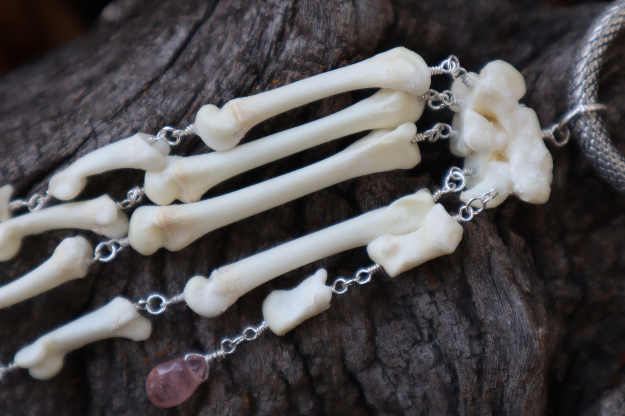 Fluid Bobcat Paw Articulation with Strawberry Quartz “Claws”