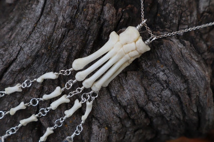 Fluid Striped Skunk Paw Articulation Necklace with Opal “Claws”