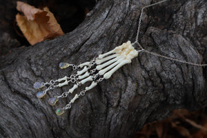 Fluid Striped Skunk Paw Articulation Necklace with Opal “Claws”