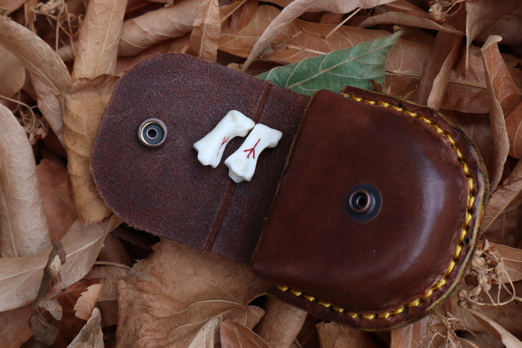 Mountain Lion Bone Divination Set - Bison Brown and Sunshine Yellow