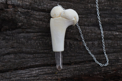 Whitetail Fawn Humerus Pendulum with Ouroboros Ring
