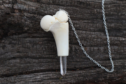Whitetail Fawn Humerus Pendulum with Ouroboros Ring