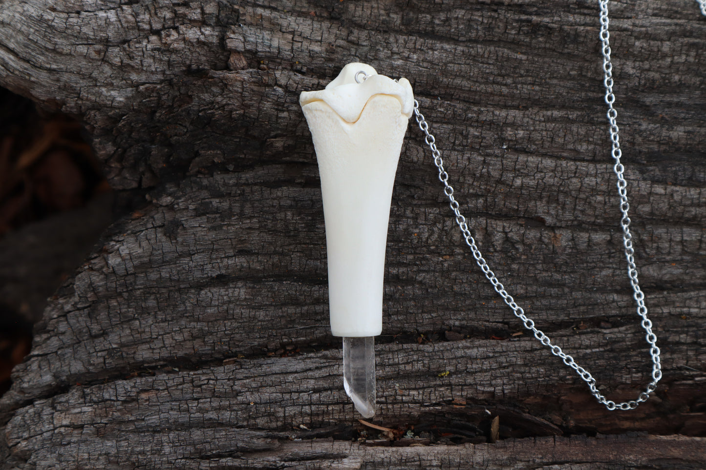 Whitetail Fawn Tibia Pendulum with Ouroboros Ring