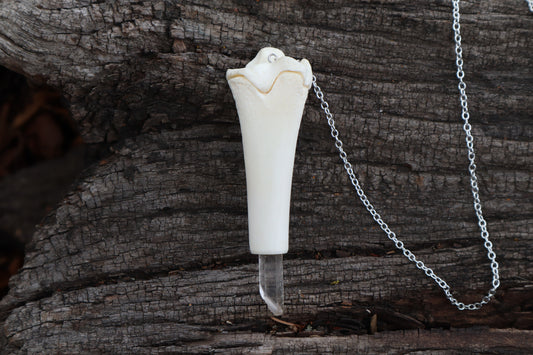 Whitetail Fawn Tibia Pendulum with Ouroboros Ring