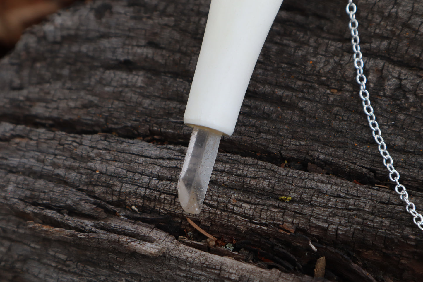 Whitetail Fawn Tibia Pendulum with Ouroboros Ring