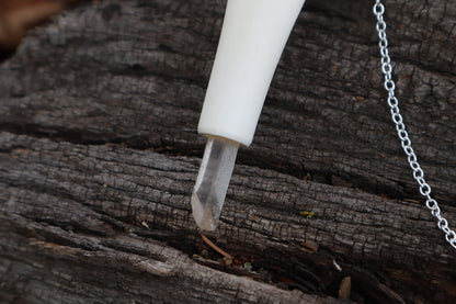 Whitetail Fawn Tibia Pendulum with Ouroboros Ring