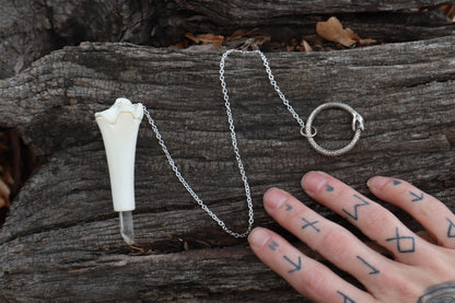Whitetail Fawn Tibia Pendulum with Ouroboros Ring