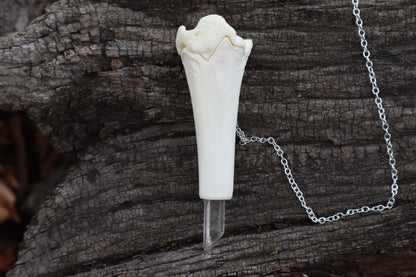 Whitetail Fawn Tibia Pendulum with Ouroboros Ring