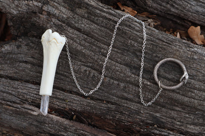 Whitetail Fawn Tibia Pendulum with Ouroboros Ring
