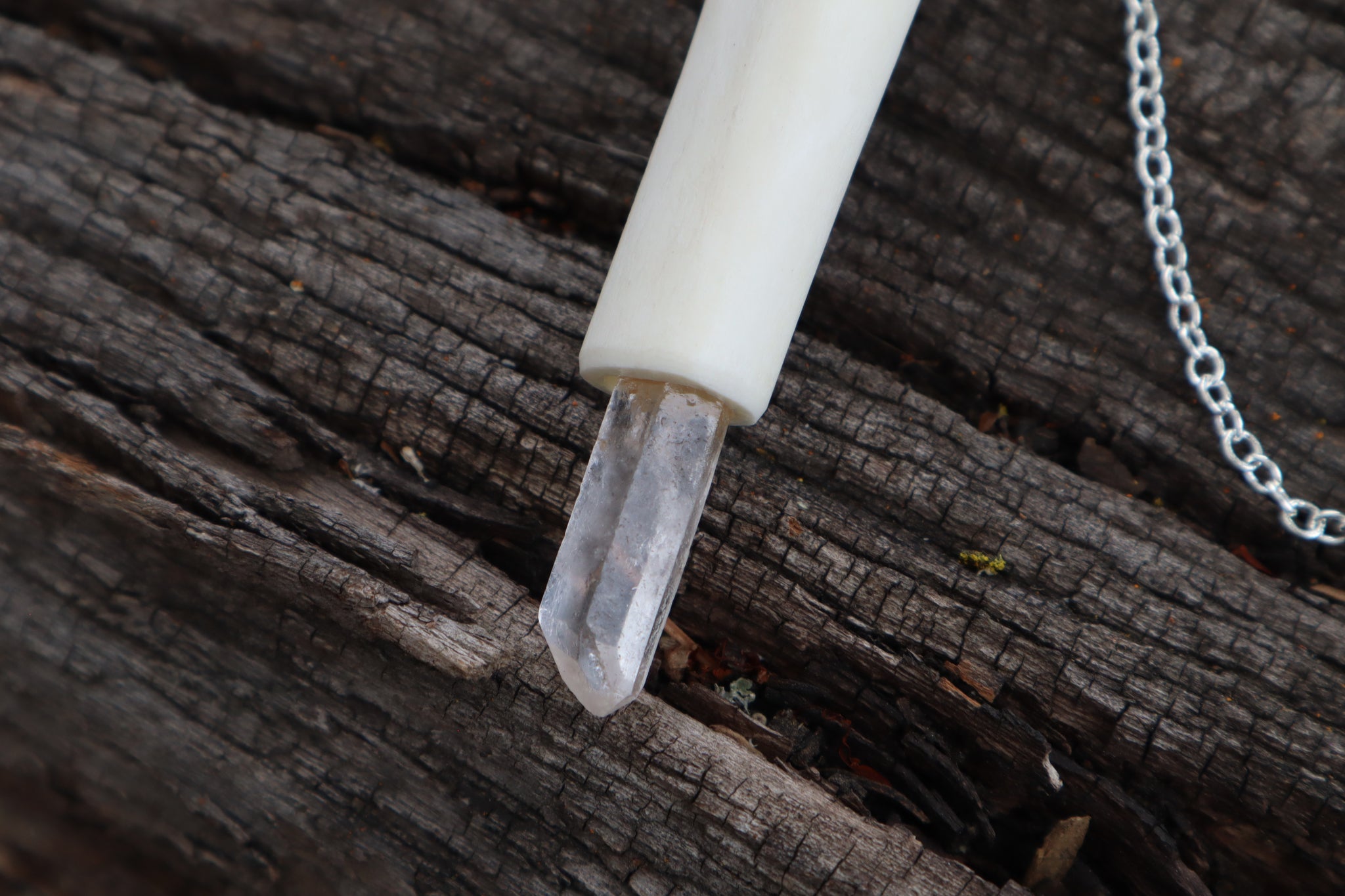 Whitetail Fawn Tibia Pendulum with Ouroboros Ring