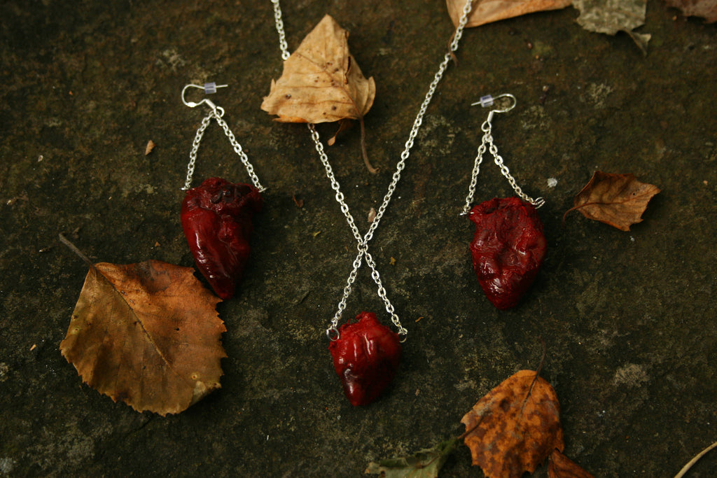 Chicken Heart Necklace and Earring Set