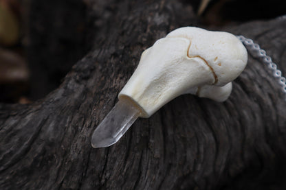 Whitetail Fawn Femur Pendulum with Ouroboros Ring