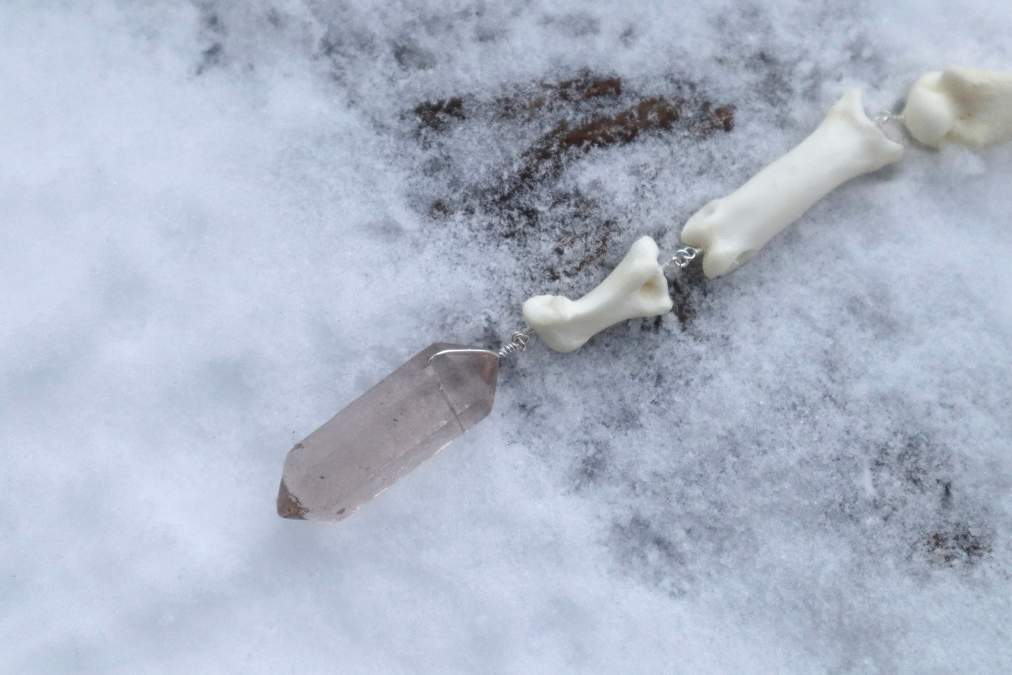 Mountain Lion Toe Pendulum with a Garden Quartz Point