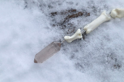 Mountain Lion Toe Pendulum with a Garden Quartz Point