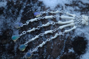 Reserved for Cora - Fluid Striped Skunk Paw Articulation Necklace with Opal “Claws”