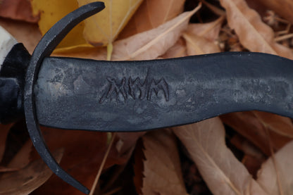 Black Iron Gray Wolf Mandible Knife with Celtic Gray Wolf Mandible Sheath
