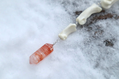 Mountain Lion Toe Pendulum with a Lepidocrocite Quartz Point