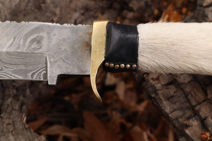 Reserved for Devyn - Damascus Gray Wolf Paw Knife with Flaming Sheath