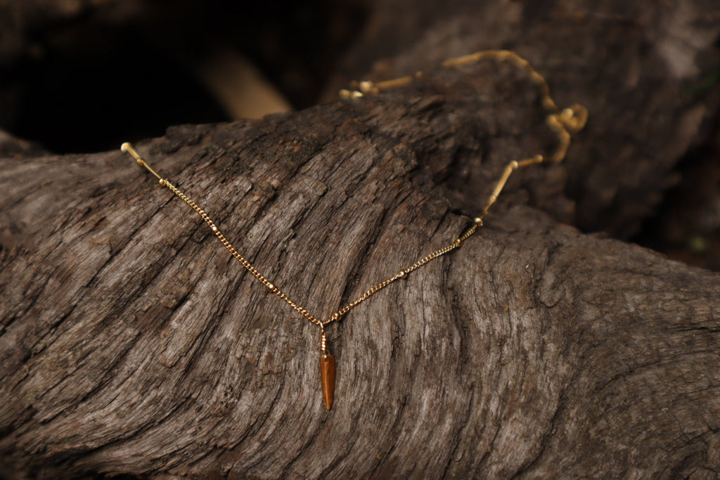 14k Gold Human Radius Spike Necklace