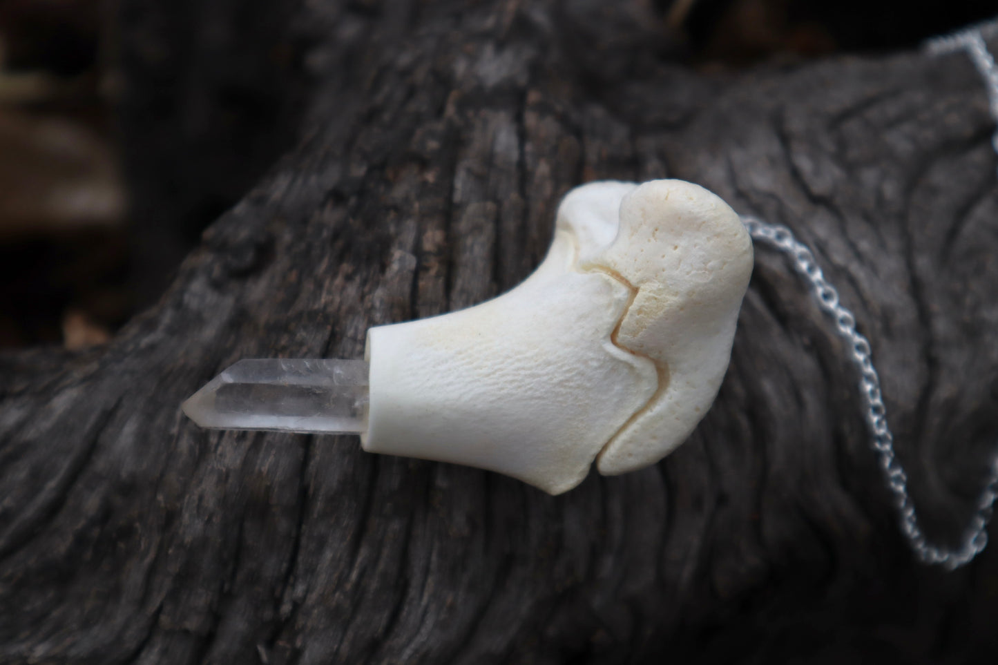 Whitetail Fawn Femur Pendulum with Ouroboros Ring