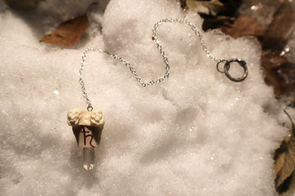 Raccoon Femur Pendulum with Ouroboros Ring