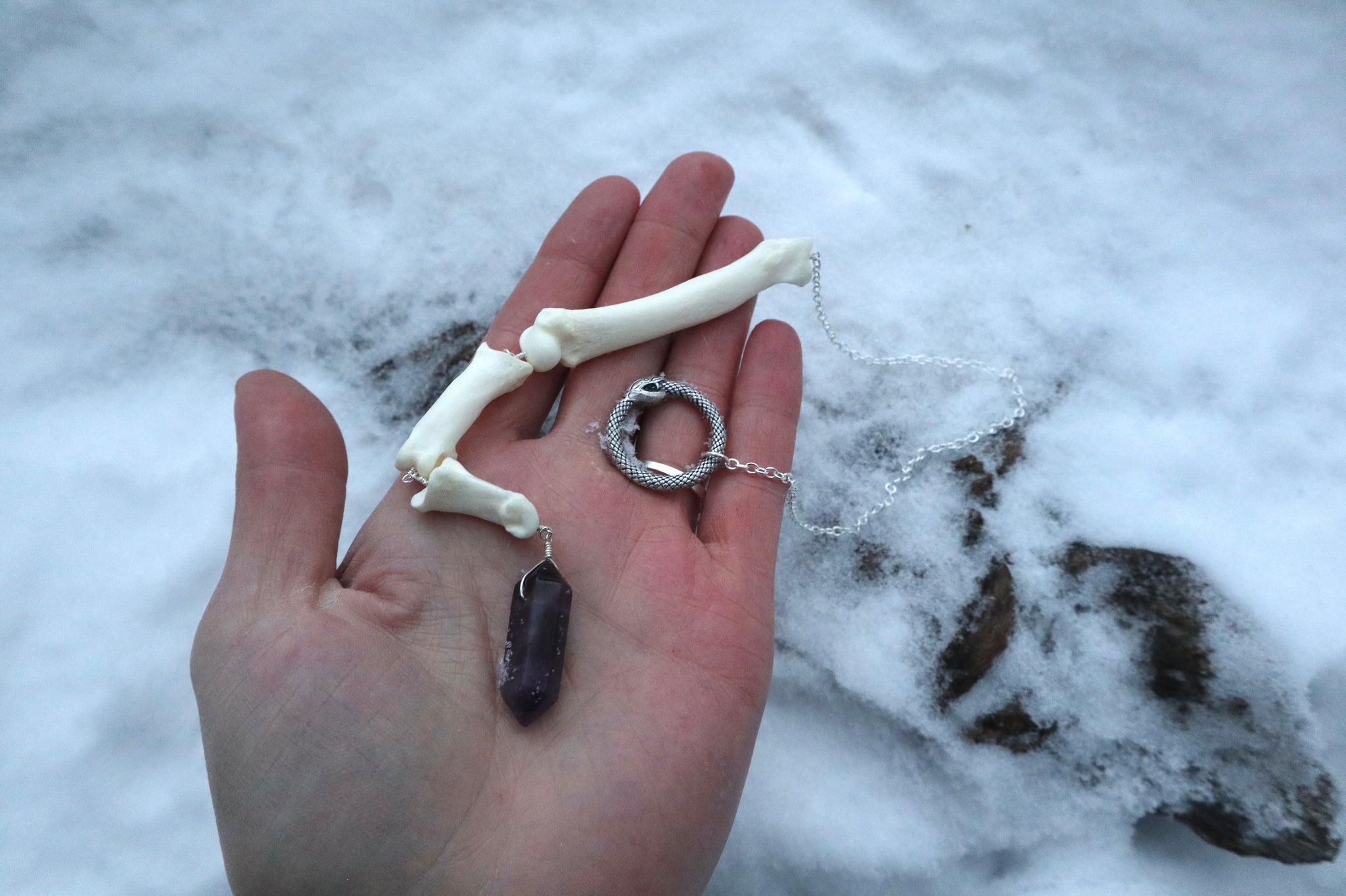 Mountain Lion Toe Pendulum with an Amethyst Point