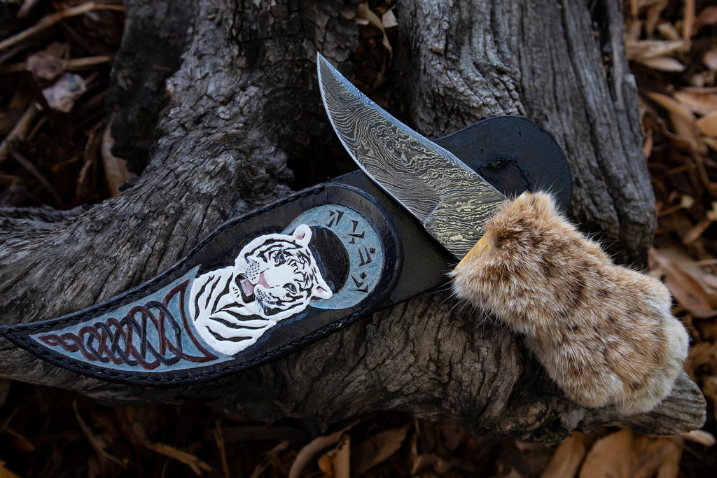 Reserved for Squirtle - Custom Leather Sheath for Bobcat Paw Knife
