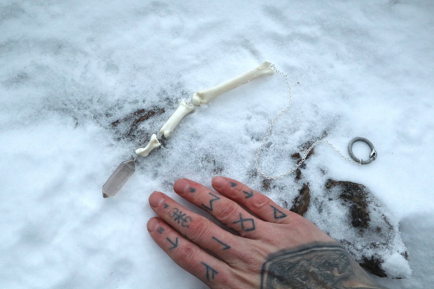 Mountain Lion Toe Pendulum with a Garden Quartz Point
